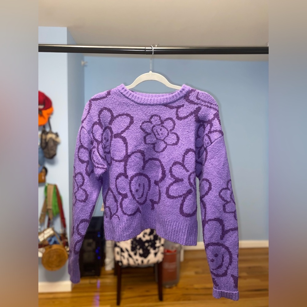Purple Flower Sweater